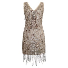 Roberto Cavalli Champagne Sequin Beaded Silk Dress, F/W 2012