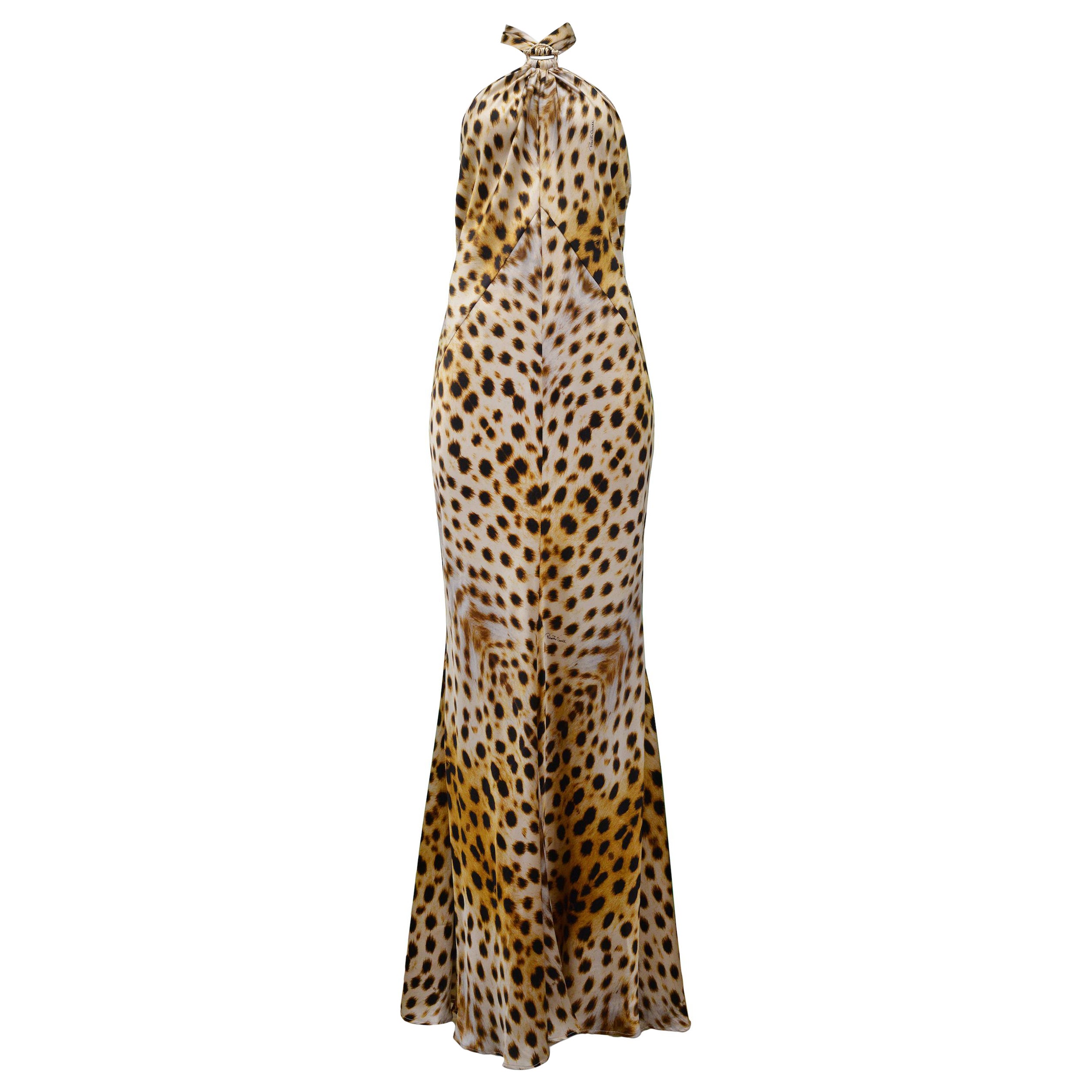 Roberto Cavalli Cheetah Halter Gown With Gold Hardware 2007