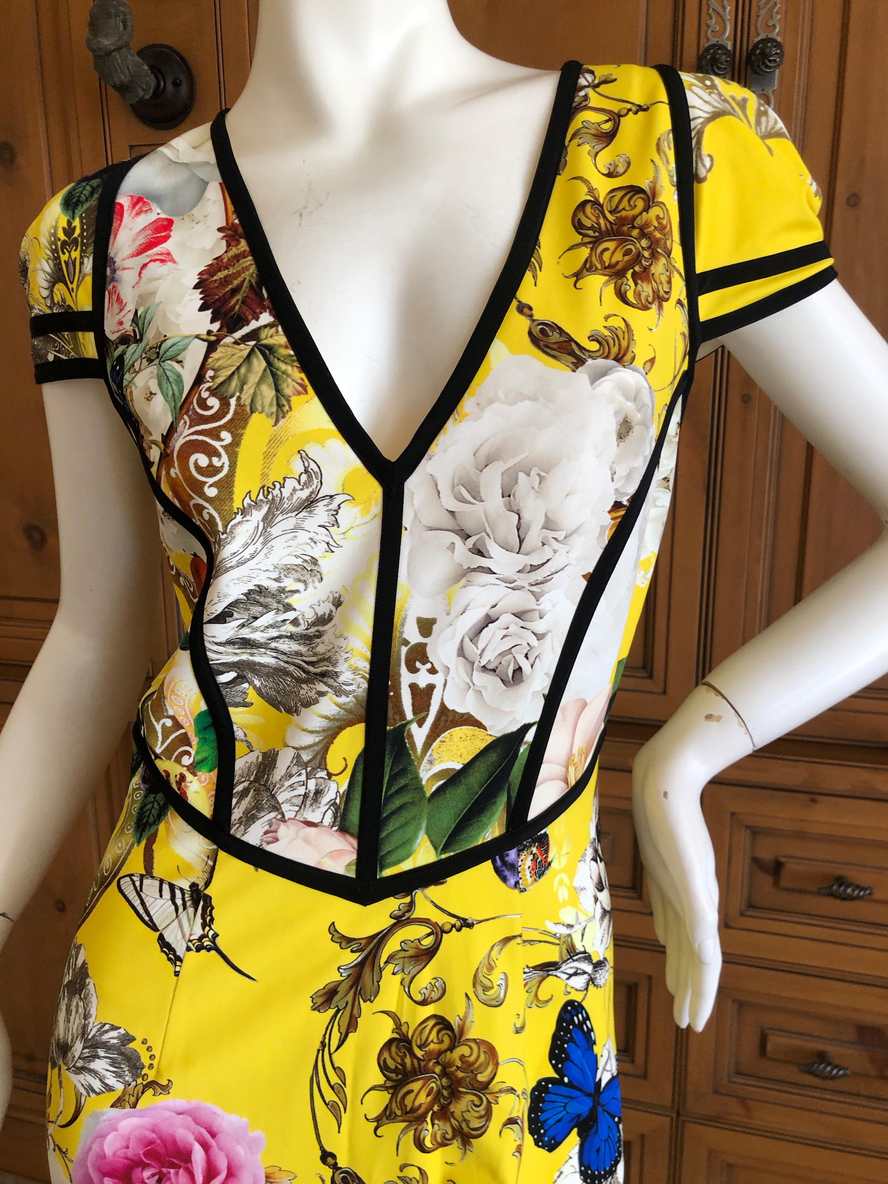 Women's Roberto Cavalli Chinoiserie Floral Butterfly Pattern Dress  Sz 44 NWT For Sale