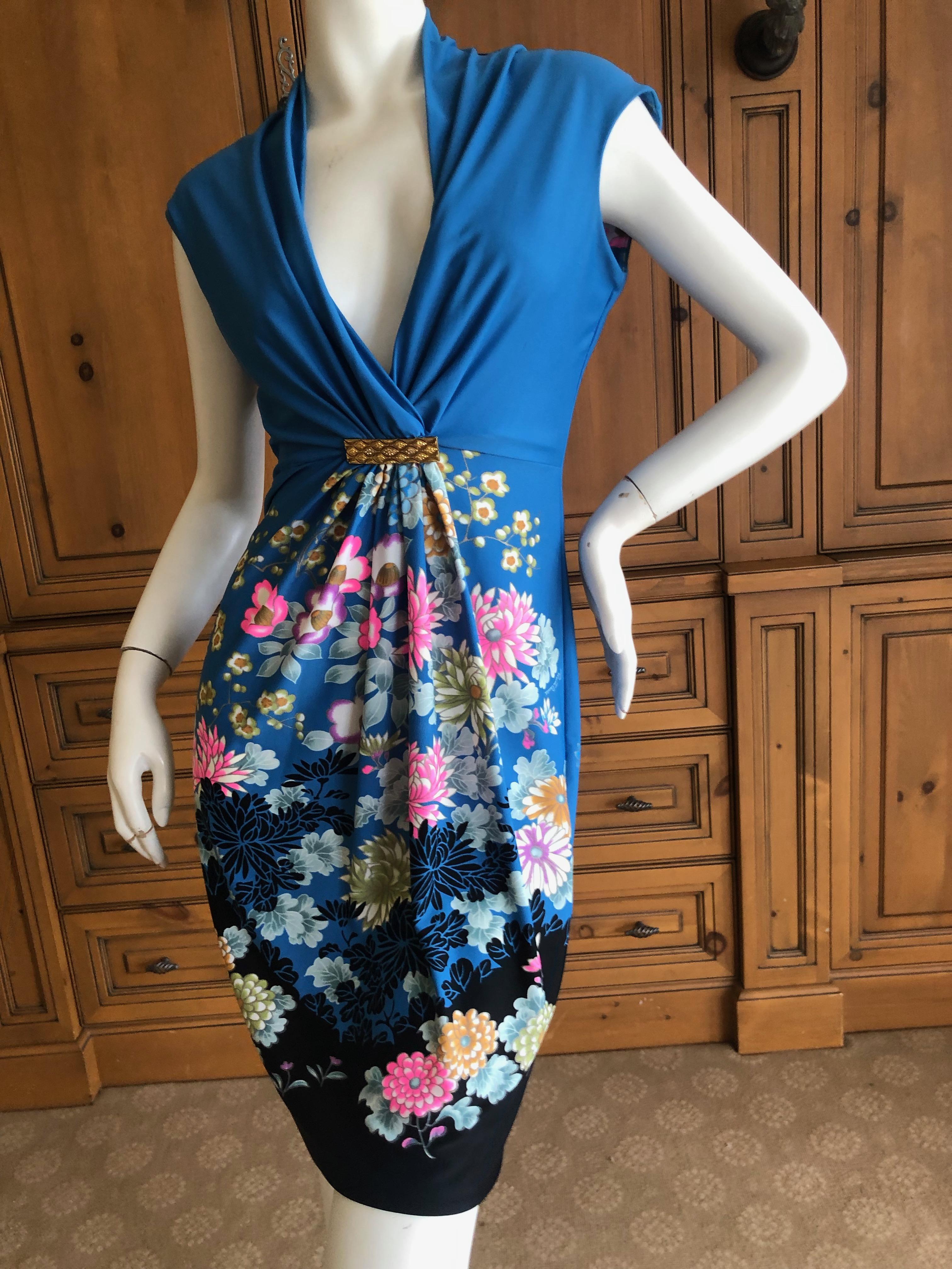 Roberto Cavalli Chinoiserie Floral Pattern Cocktail Dress   In Excellent Condition For Sale In Cloverdale, CA