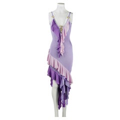 Roberto Cavalli Circa 2010 Lilac Violet Asymmetric Ruffle Dress XS