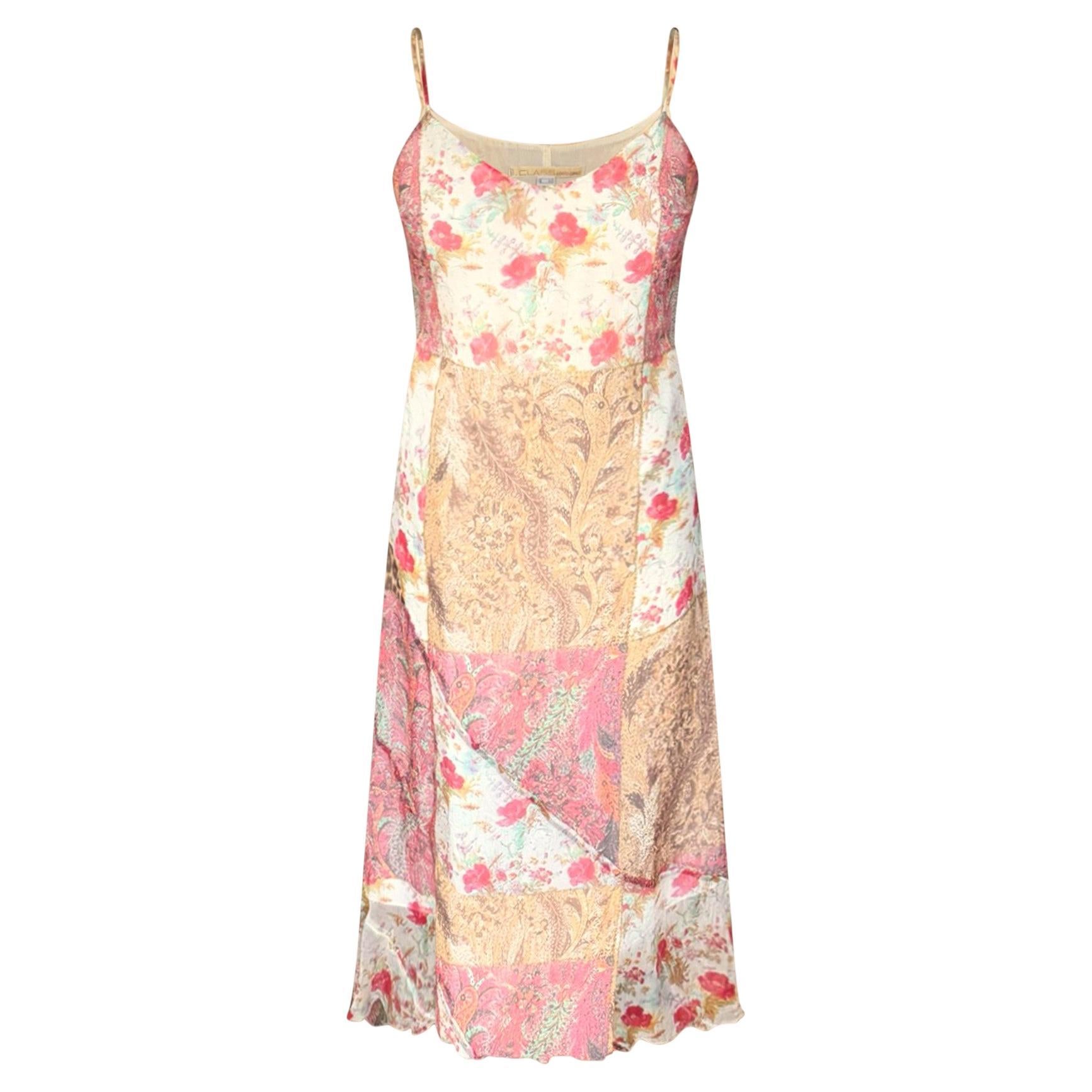 Roberto Cavalli Class 2000s Silk Patchwork Slip Dress
