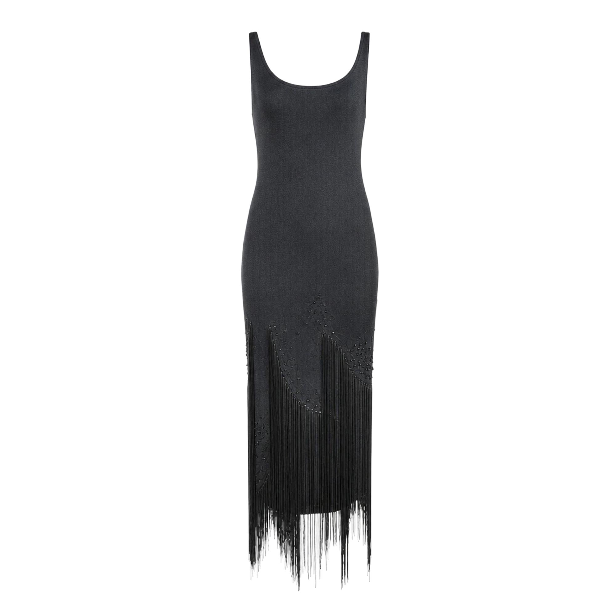 Roberto Cavalli Class Black Fringe Dress