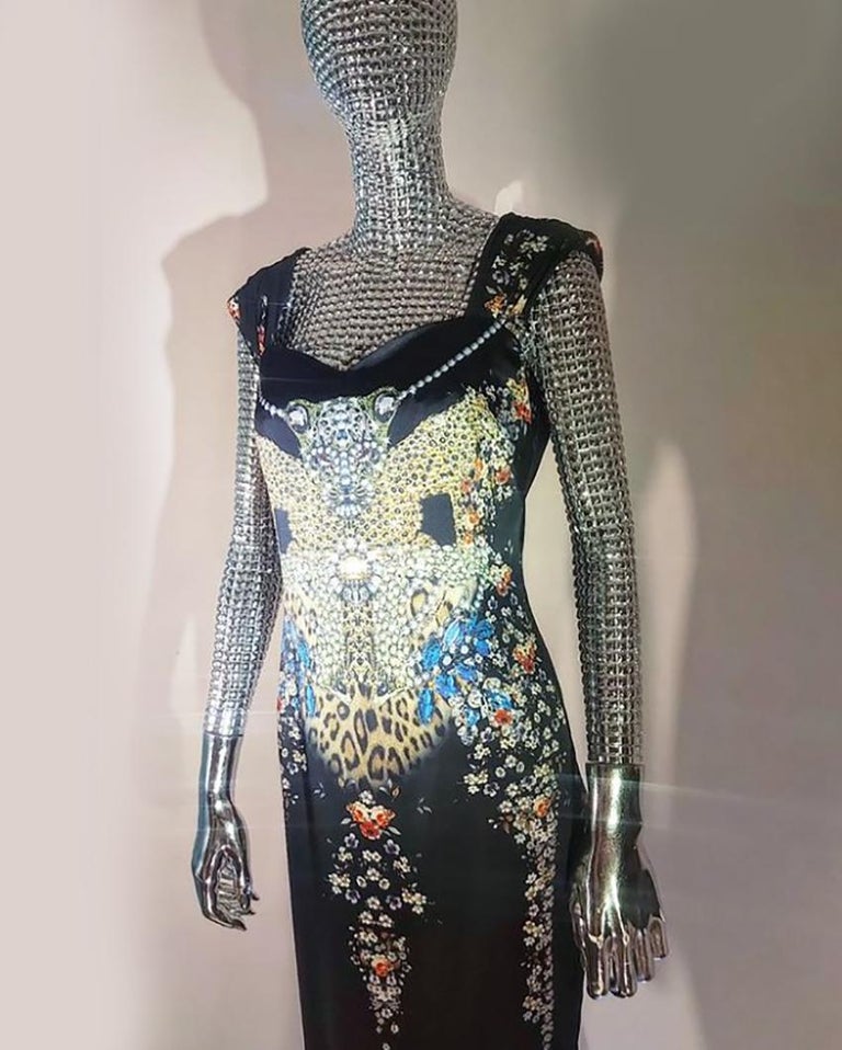ROBERTO CAVALLI CLASS FLOVER GEMS and ANIMAL PRINT dress IT 44, 48 For Sale at 1stDibs