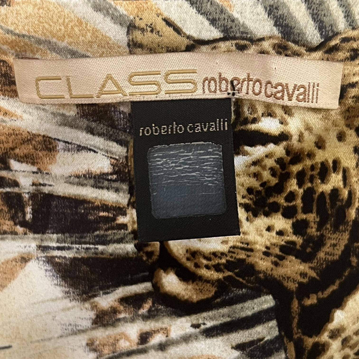 Donna Roberto Cavalli: abito in seta con stampa Jungling in vendita