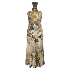 Roberto Cavalli Class Jungle Print Silk Gown
