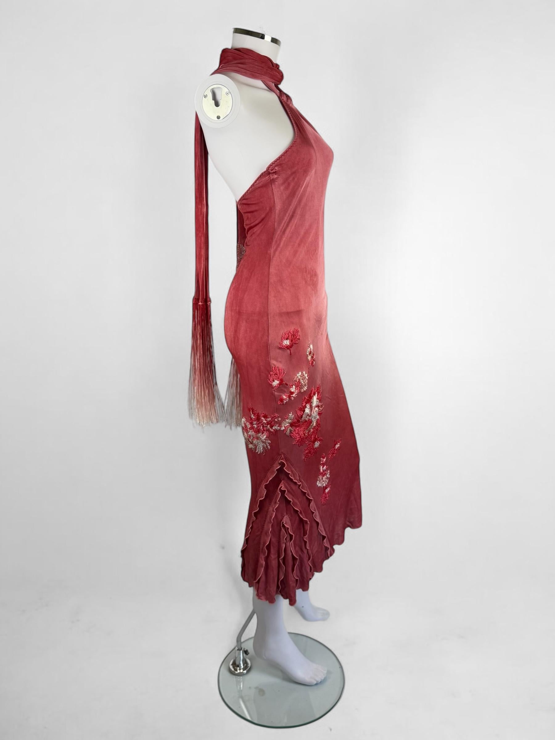 Roberto Cavalli Class Pink Halter Dress, c. 2000s In Good Condition In Marlborough, GB