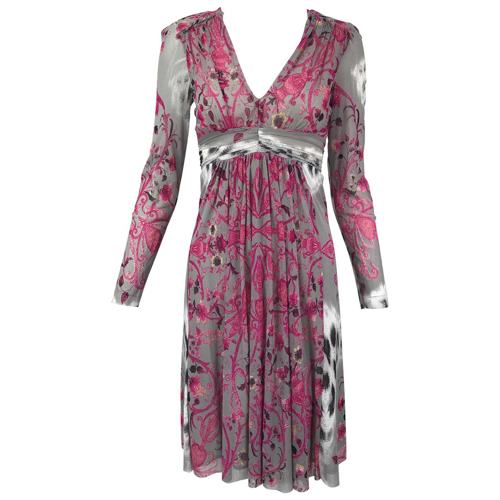 Roberto Cavalli Robe à corsage Empire en maille imprimée à col en V Class V
