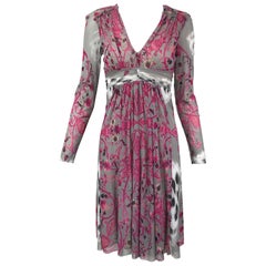 Roberto Cavalli Vestito con scollo a V e corpetto impero in rete stampata