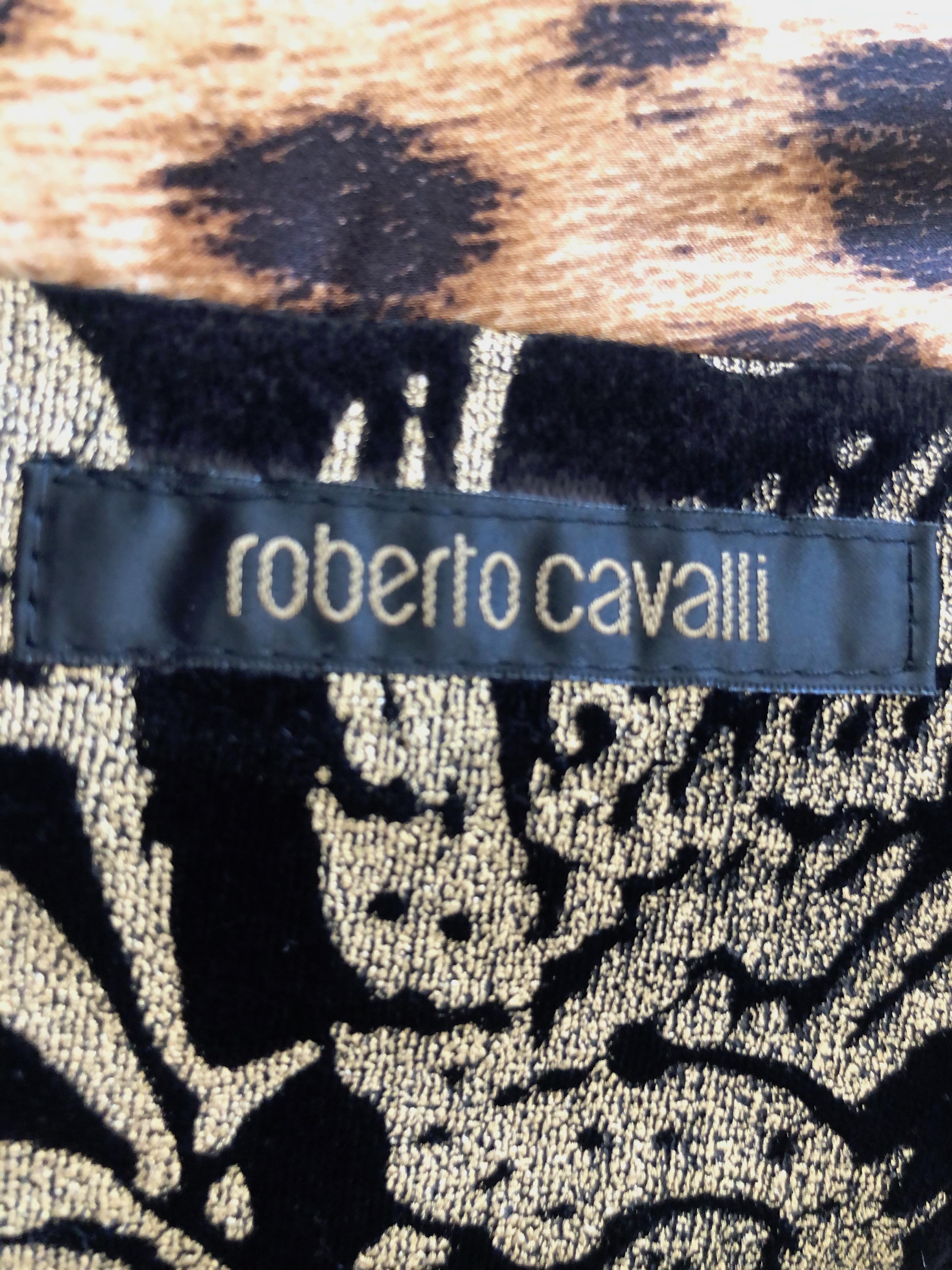 Roberto Cavalli Collectable Fortuny Style Rampant Lion Devore Velvet Jacket 46 For Sale 3