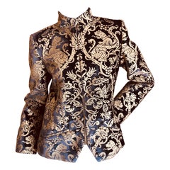 Roberto Cavalli Collectable Fortuny Style Rampant Lion Devore Velvet Jacket 46