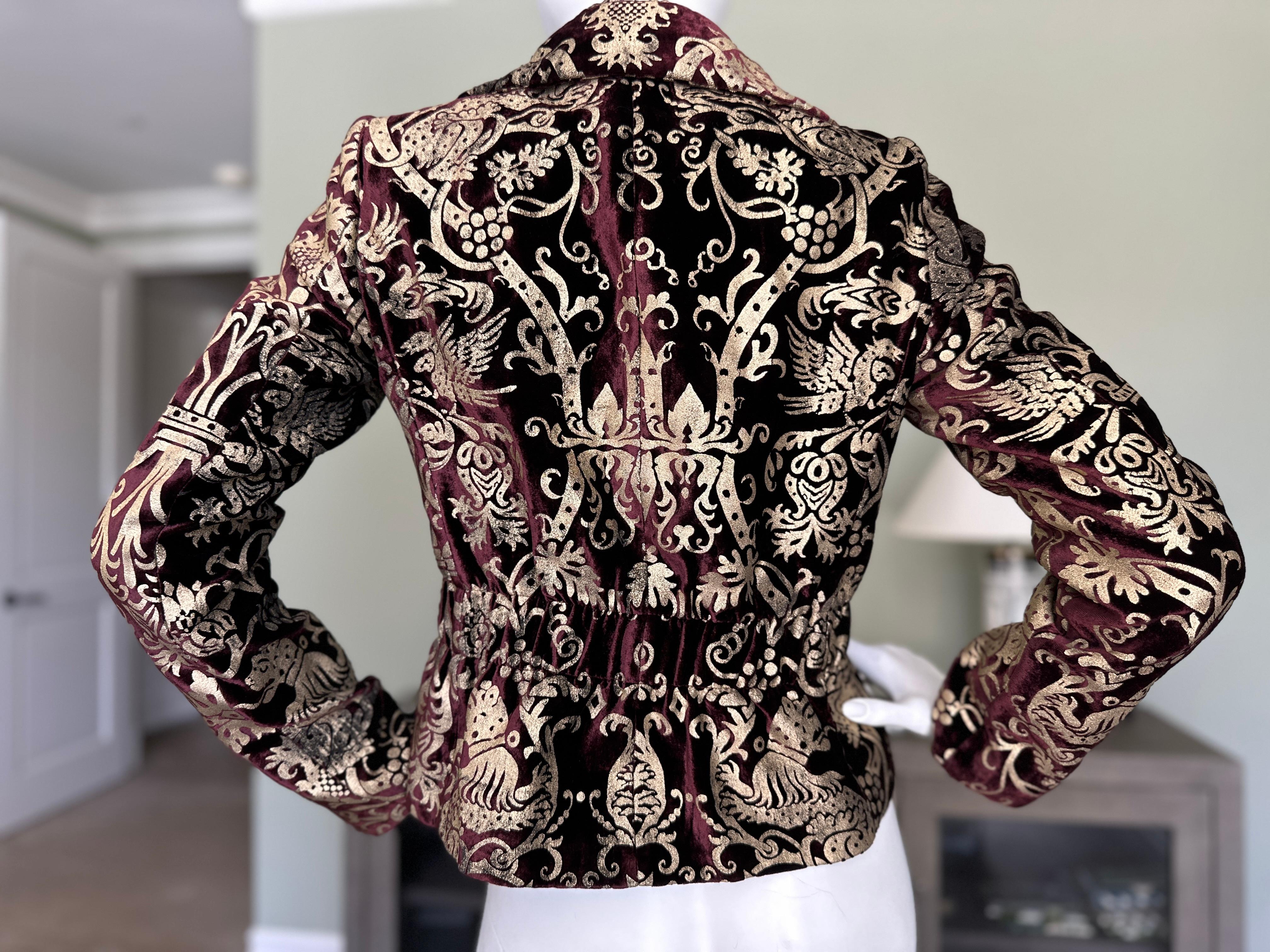 Roberto Cavalli Collectable Fortuny Style Rampant Lion Devore Velvet Jacket  In Excellent Condition For Sale In Cloverdale, CA