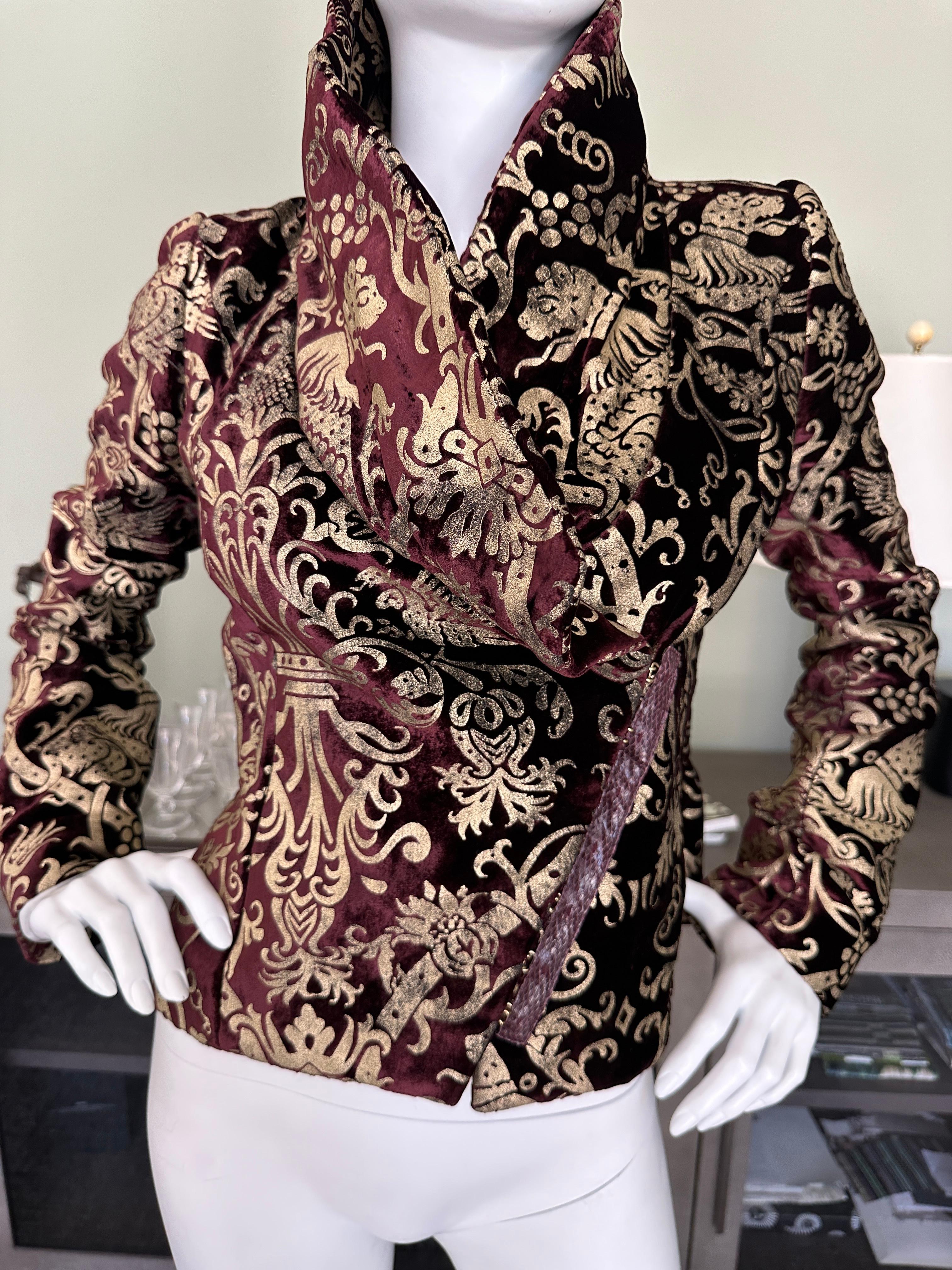 Roberto Cavalli Collectable Fortuny Style Rampant Lion Devore Velvet Jacket  For Sale 3