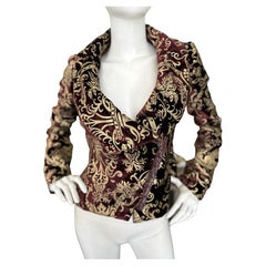 Roberto Cavalli Collectable Fortuny Style Rampant Lion Devore Velvet Jacket 