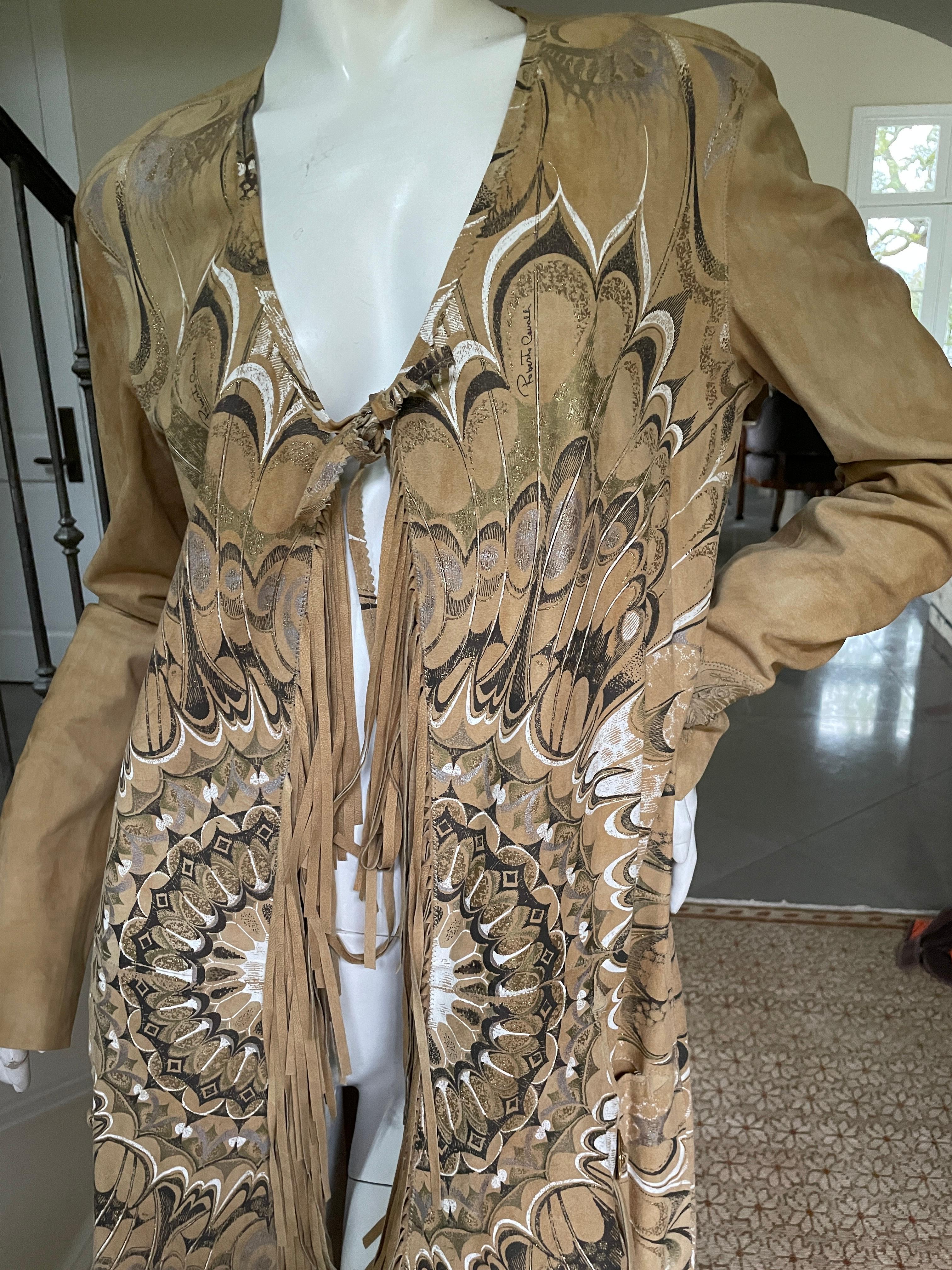Roberto Cavalli Collectable Spring 2004 Fringed Suede Rich Hippie Coat For Sale 1