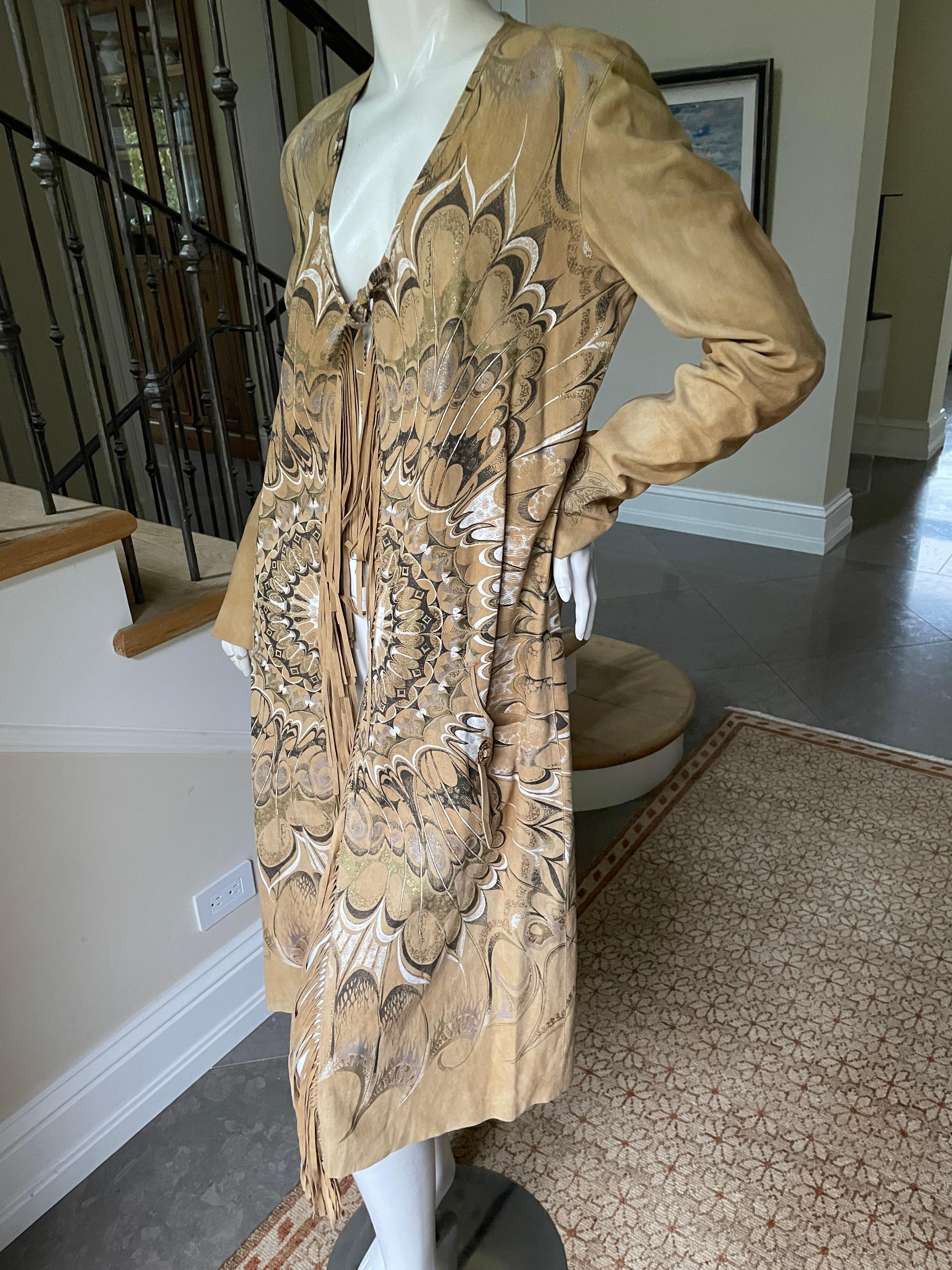 Roberto Cavalli Collectable Spring 2004 Fringed Suede Rich Hippie Coat For Sale 2