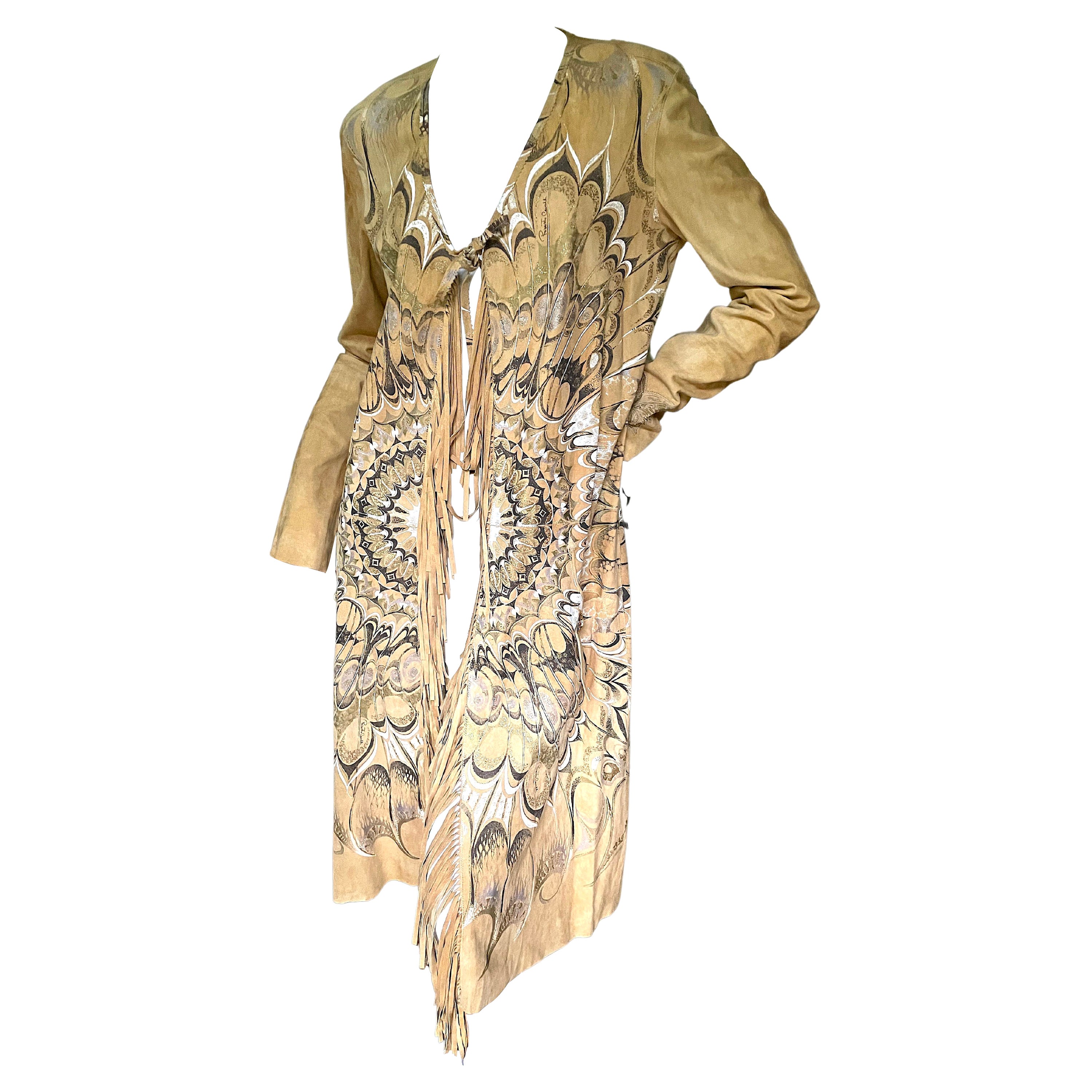 Roberto Cavalli Sammlerstück Frühjahr 2004 Fransen Wildleder reich Hippie Mantel