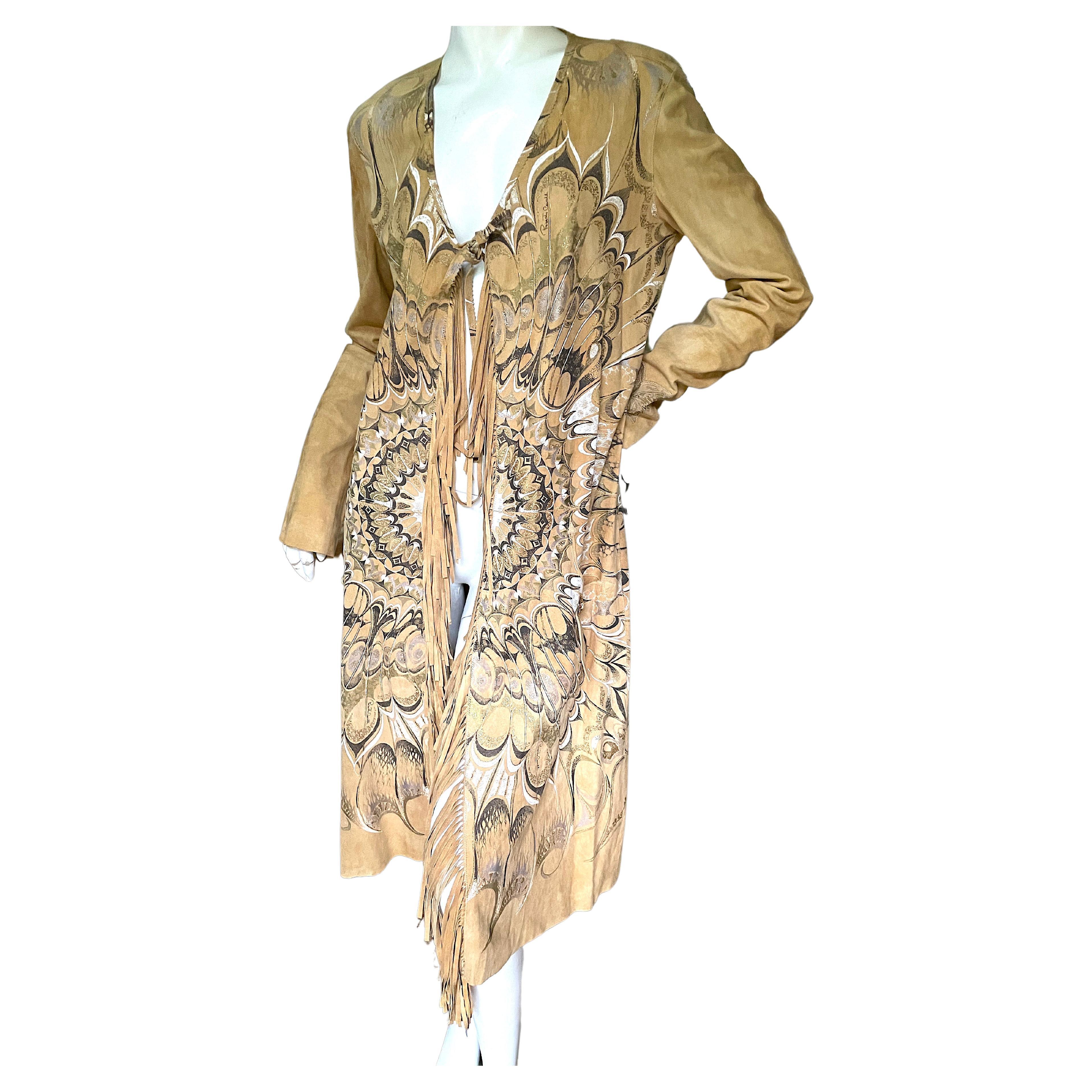 Roberto Cavalli Collectable Spring 2004 Fringed Suede Rich Hippie Coat For Sale