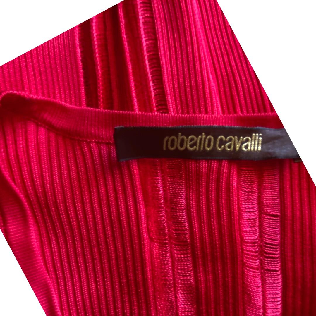 Roberto Cavalli Collection Red Viscose Sexy Knit Summer Sweater, Italy Size 10 For Sale 4
