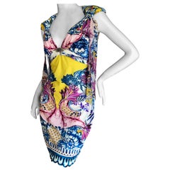 Roberto Cavalli Colorful Delft China Trade Pattern Sleeveless Shift Dress