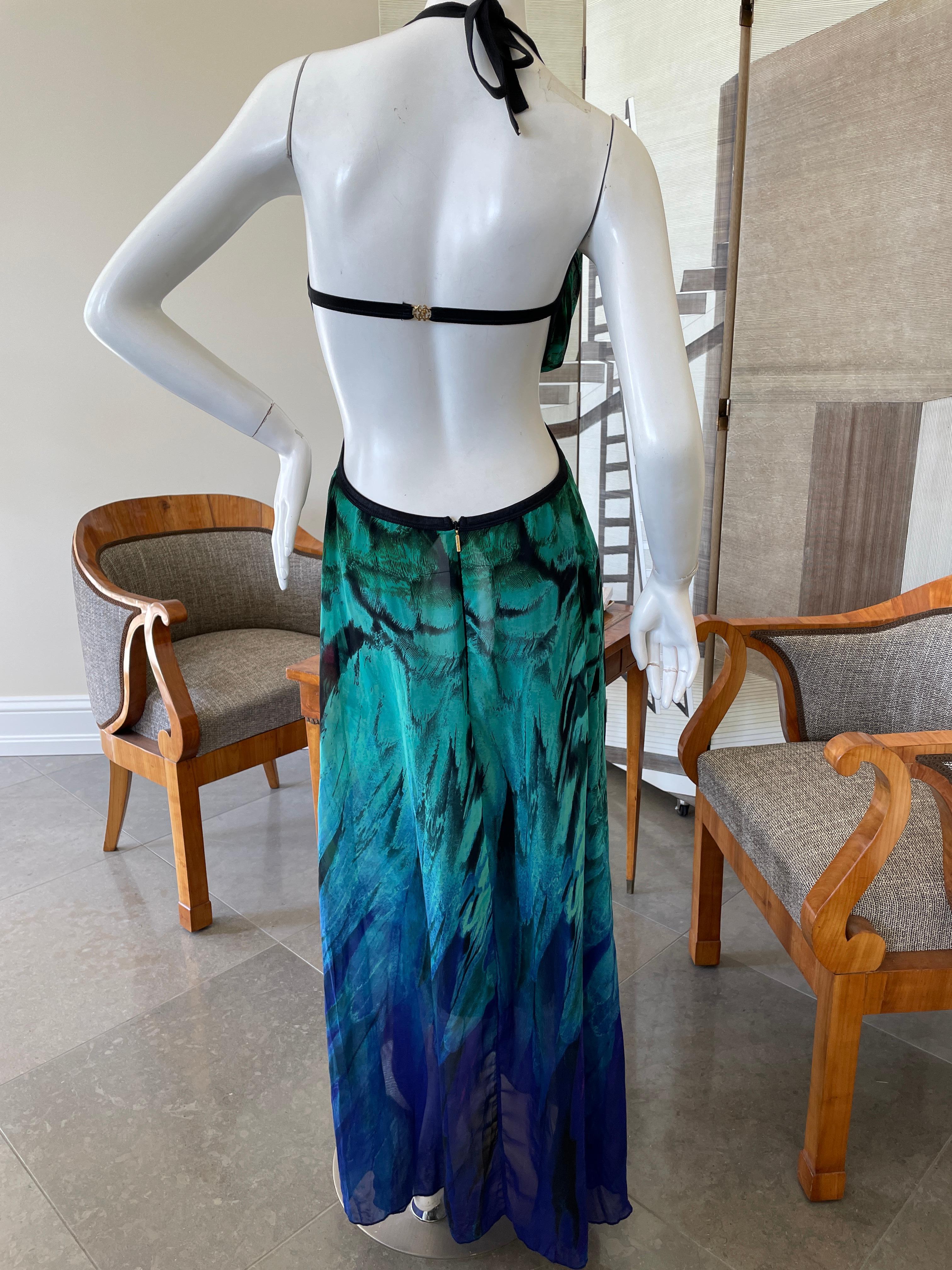 Roberto Cavalli Colorful Vintage Maxi Dress with Cut Out Sides For Sale 4