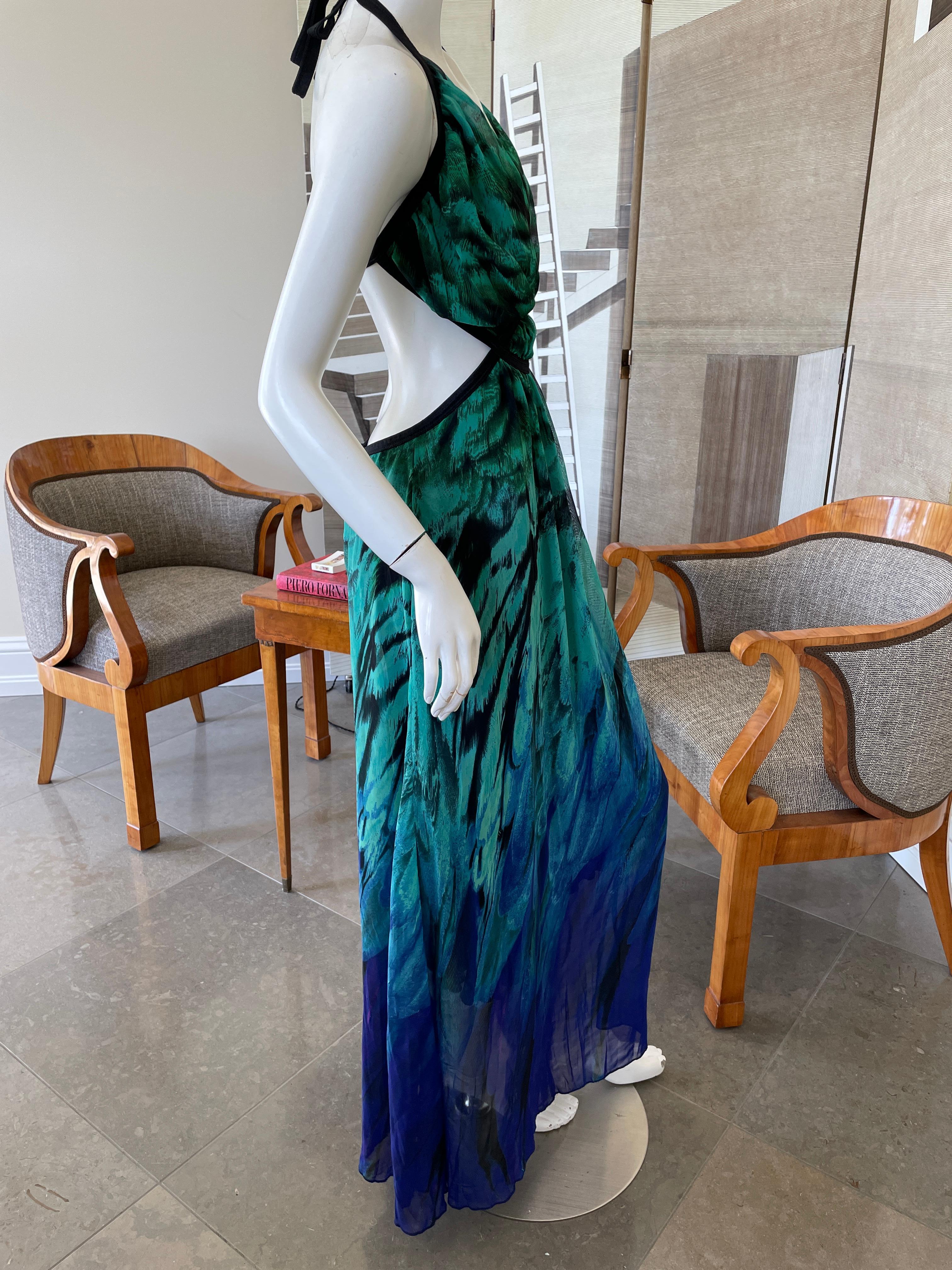Roberto Cavalli Colorful Vintage Maxi Dress with Cut Out Sides For Sale 3