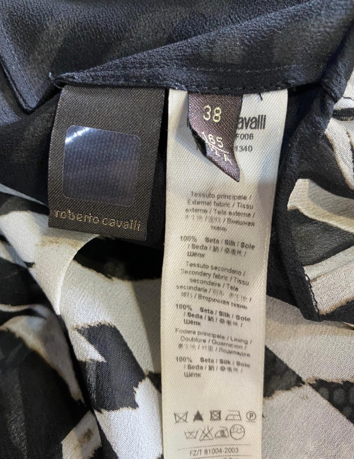 Roberto Cavalli coordinato di seta in bianco e nero, top e gonna Set in vendita 1