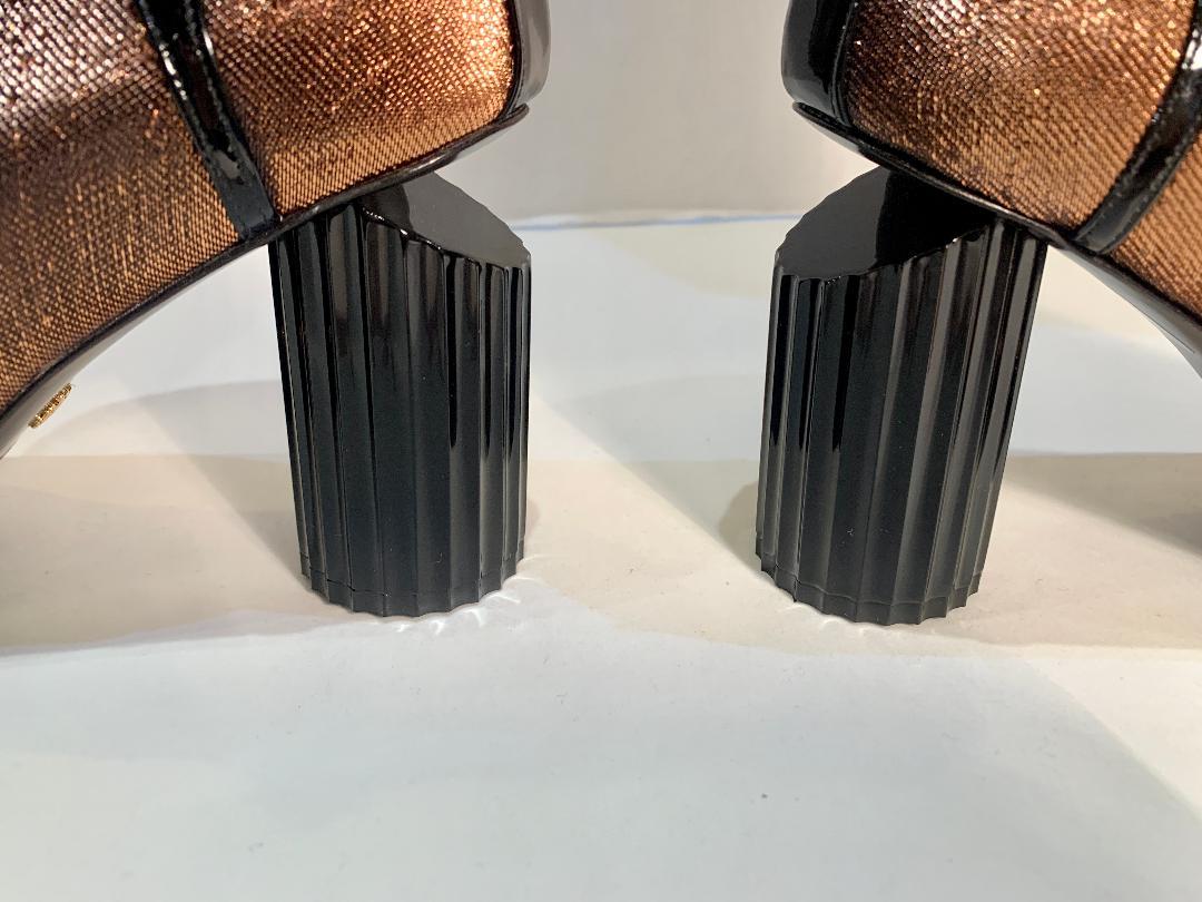 Brown  Roberto Cavalli Copper Metallic Open Toe Bootie Shoes Size 41