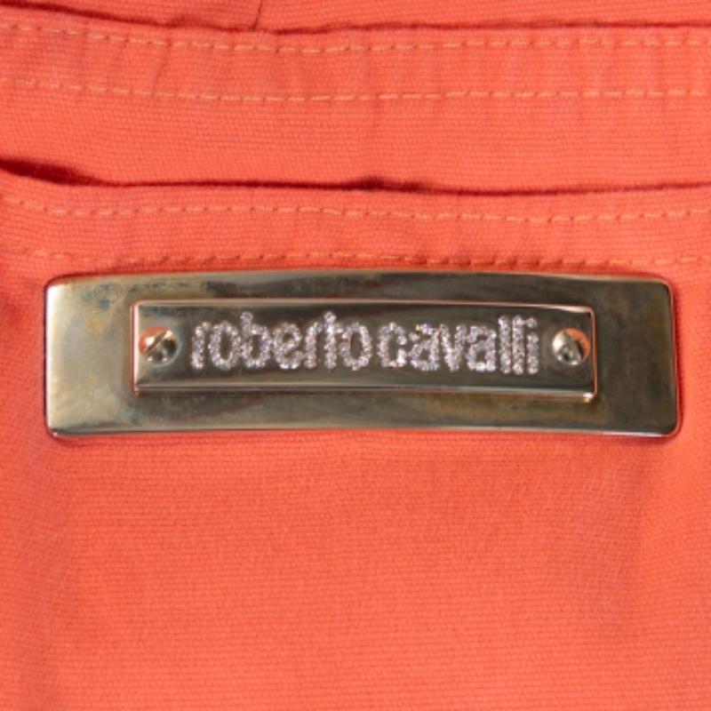 Roberto Cavalli Coral Pink Cotton Logo Plaque Detail Jeans L in vendita 3