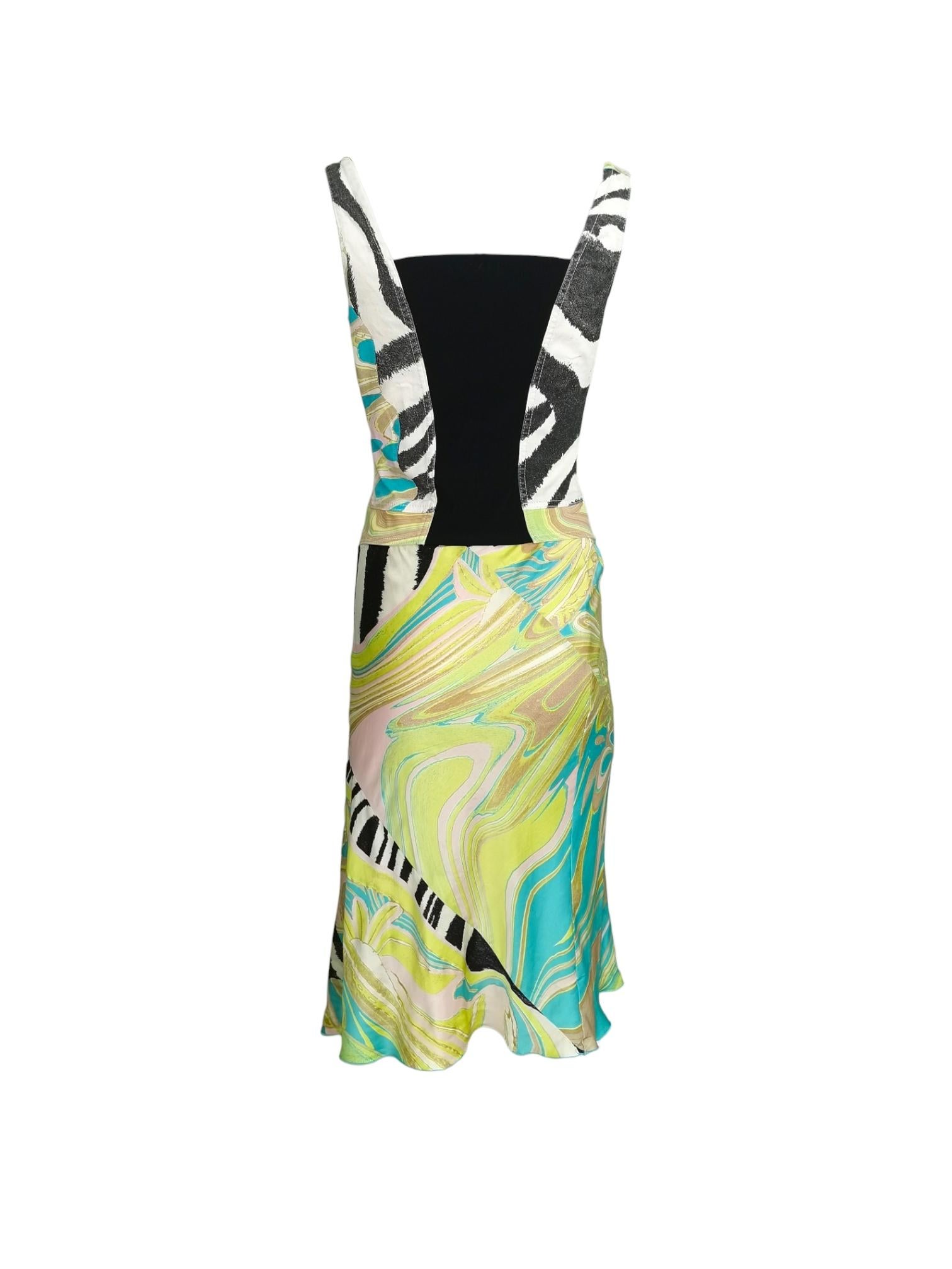 Green Roberto Cavalli corset set, SS 2004 For Sale