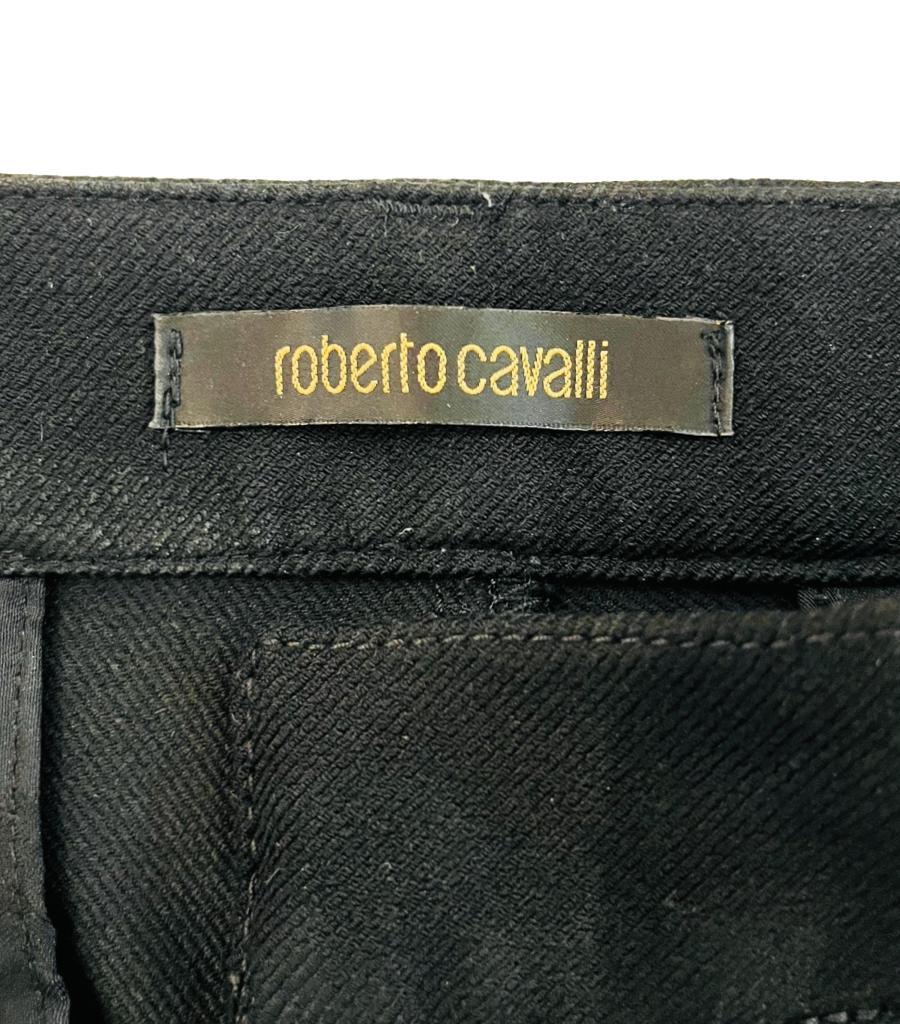 Roberto Cavalli Cotton Blend Crease-Leg Trousers For Sale 2