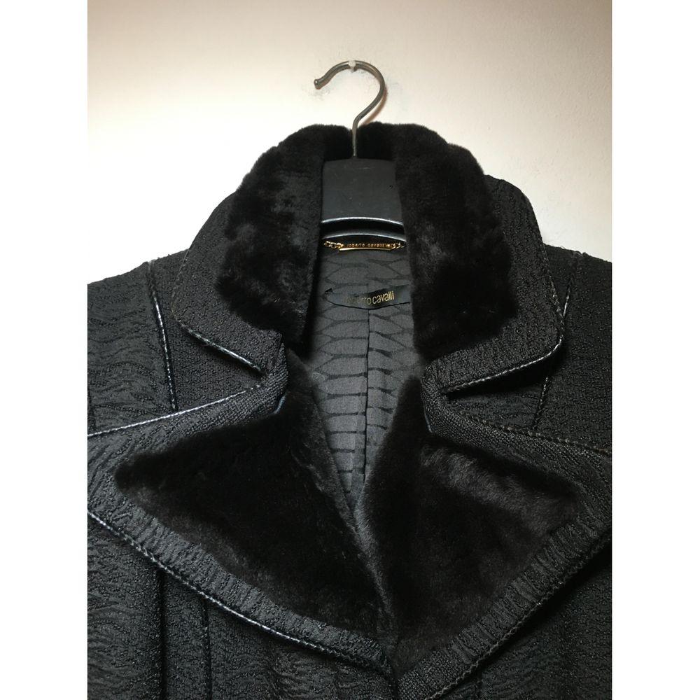 Roberto Cavalli Cotton Coat in Black For Sale 3