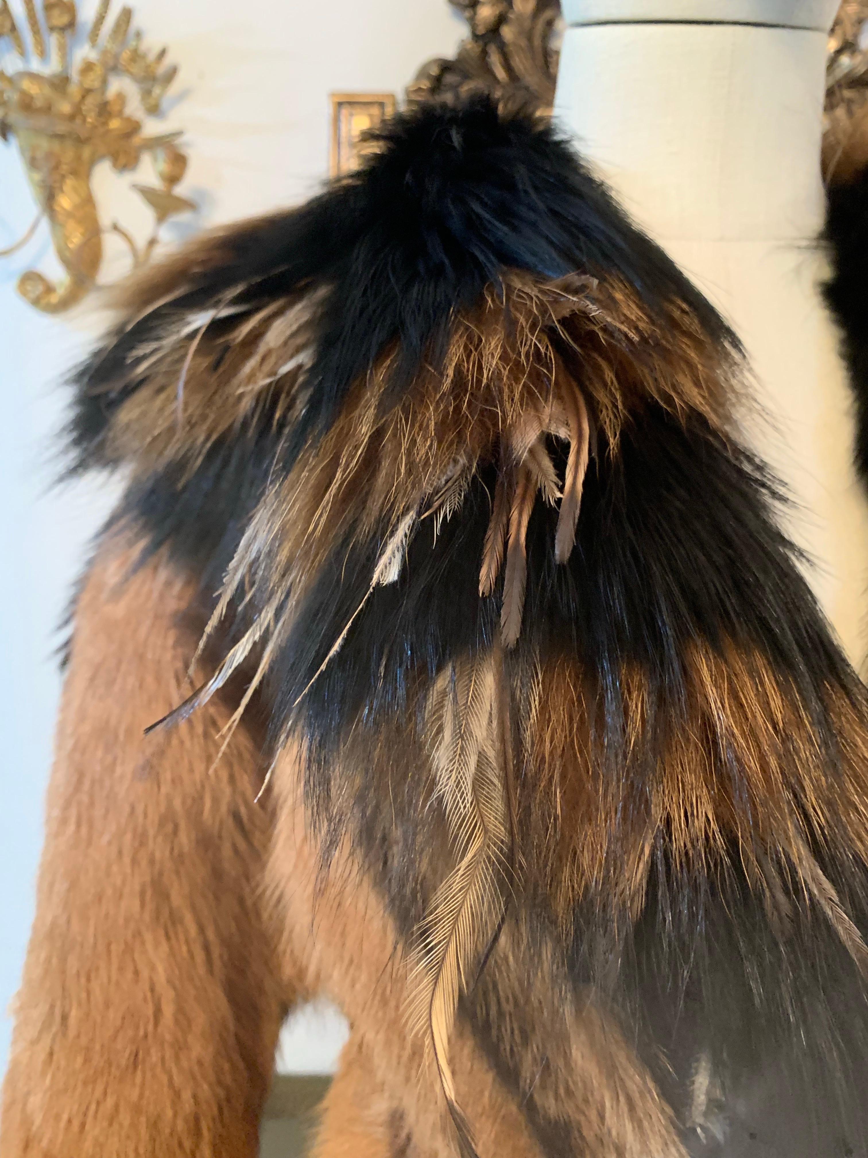 Roberto Cavalli Couture Rock Star Antelope Hide Long Coat w Fox & Ostrich Collar For Sale 5