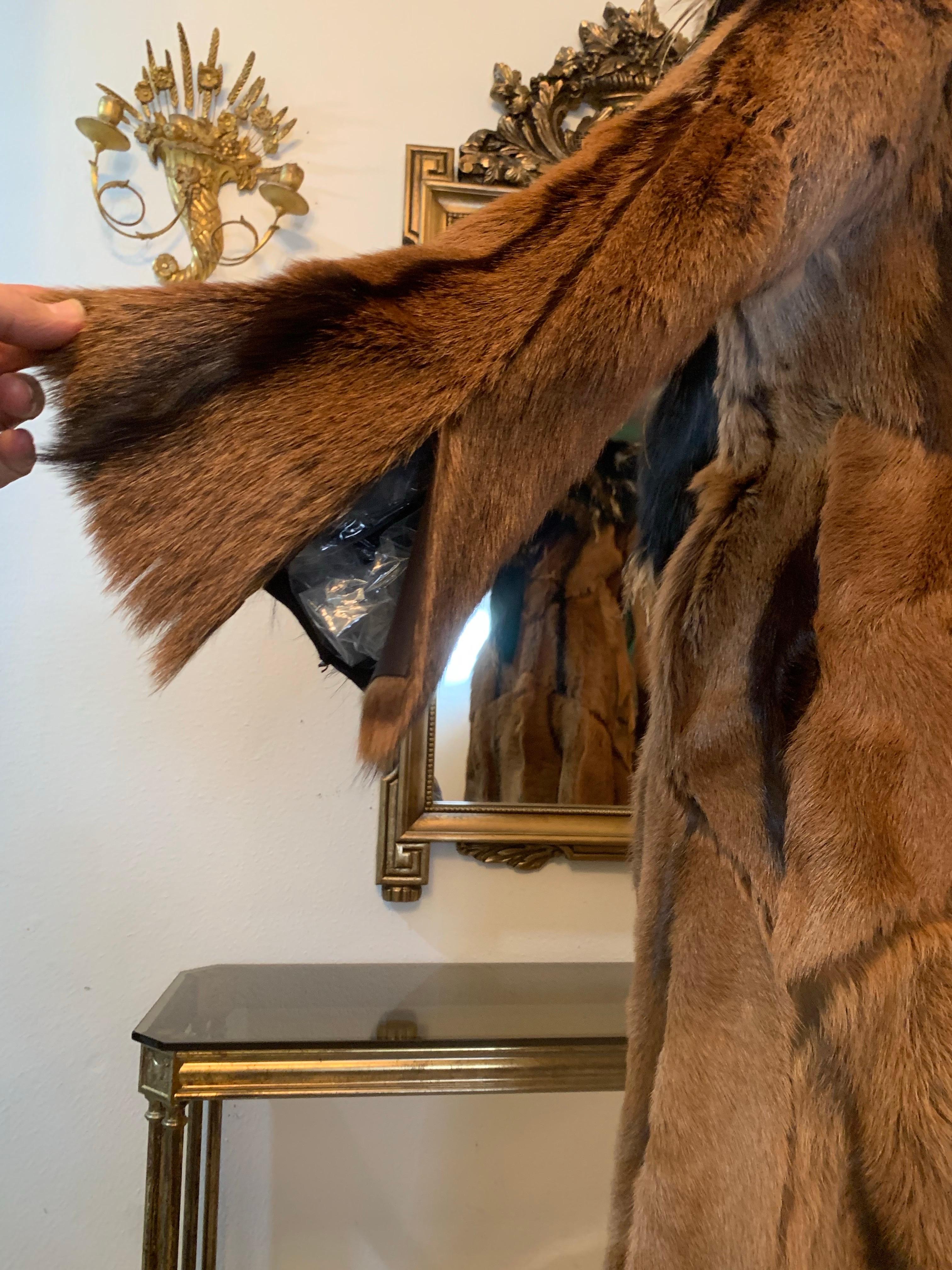 Roberto Cavalli Couture Rock Star Antelope Hide Long Coat w Fox & Ostrich Collar For Sale 1
