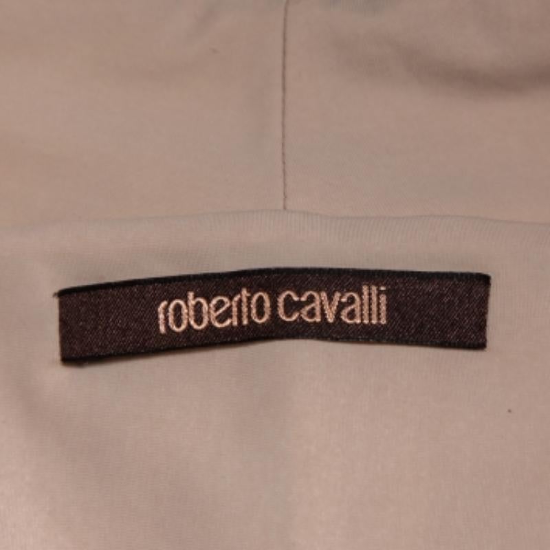 Roberto Cavalli Cream Animal Printed Knit Drape Detail Tunic M For Sale 1