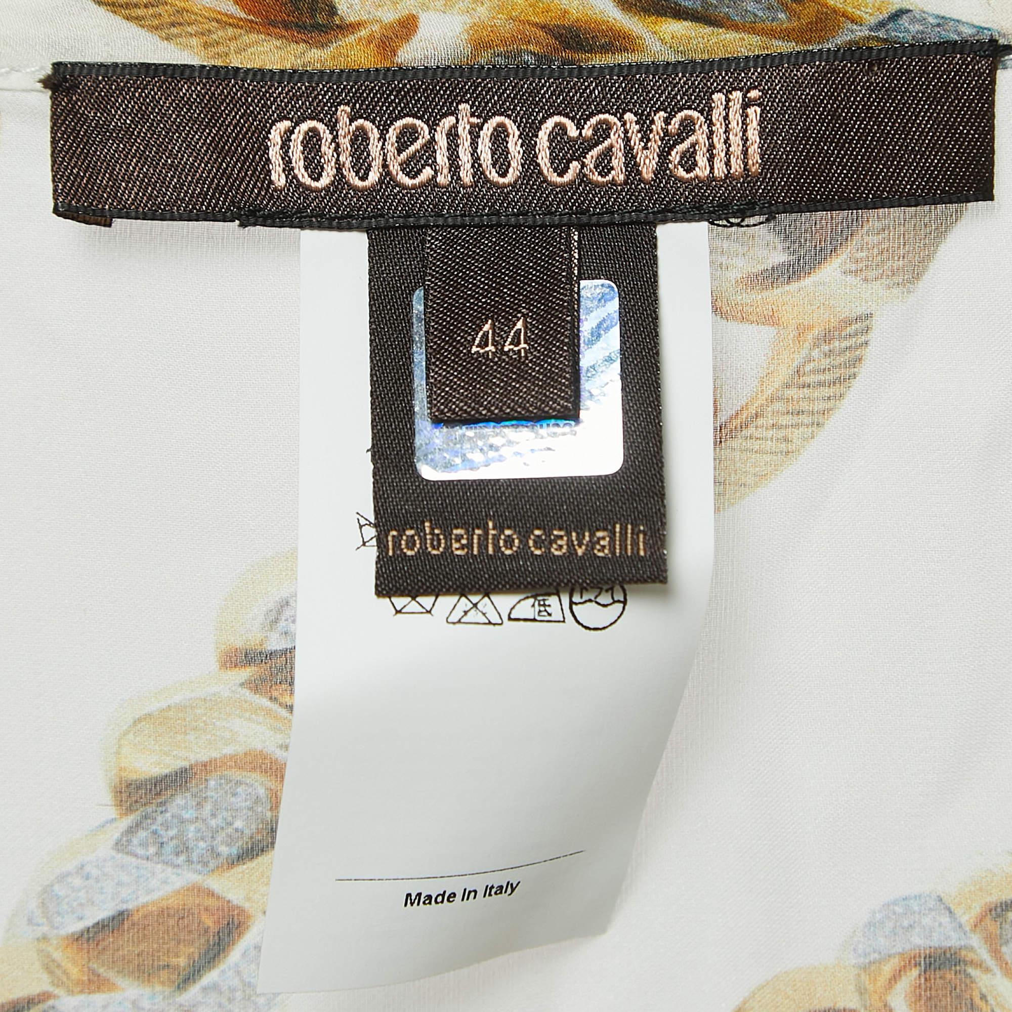 Donna Roberto Cavalli - Mini gonna a portafoglio in seta con stampa a catena - M. I. in vendita