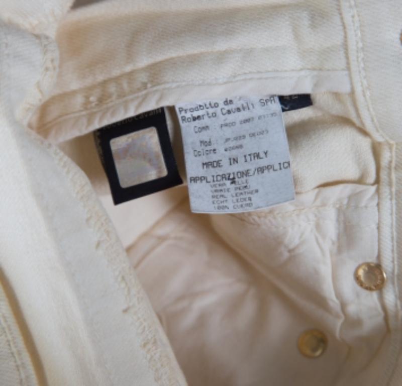 Roberto Cavalli Jeans effetto stropicciato in cotone e denim color crema M. I. In condizioni ottime in vendita a Dubai, Al Qouz 2