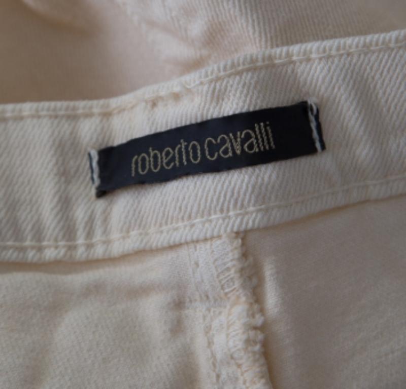 Roberto Cavalli Jeans effetto stropicciato in cotone e denim color crema M. I. in vendita 1