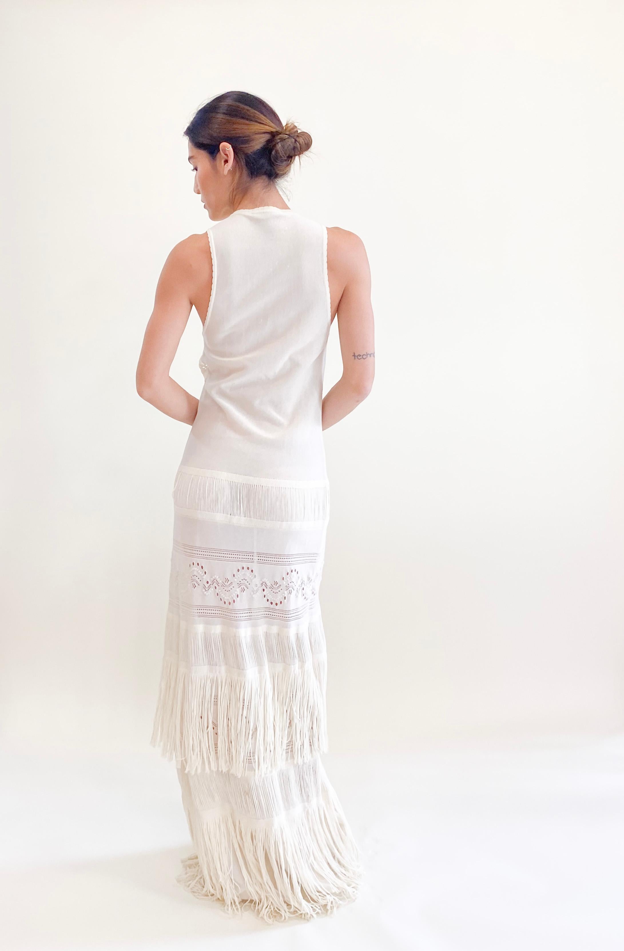 Roberto Cavalli Cream Knit Fringe Dress 2018/19 In Excellent Condition In Los Angeles, CA