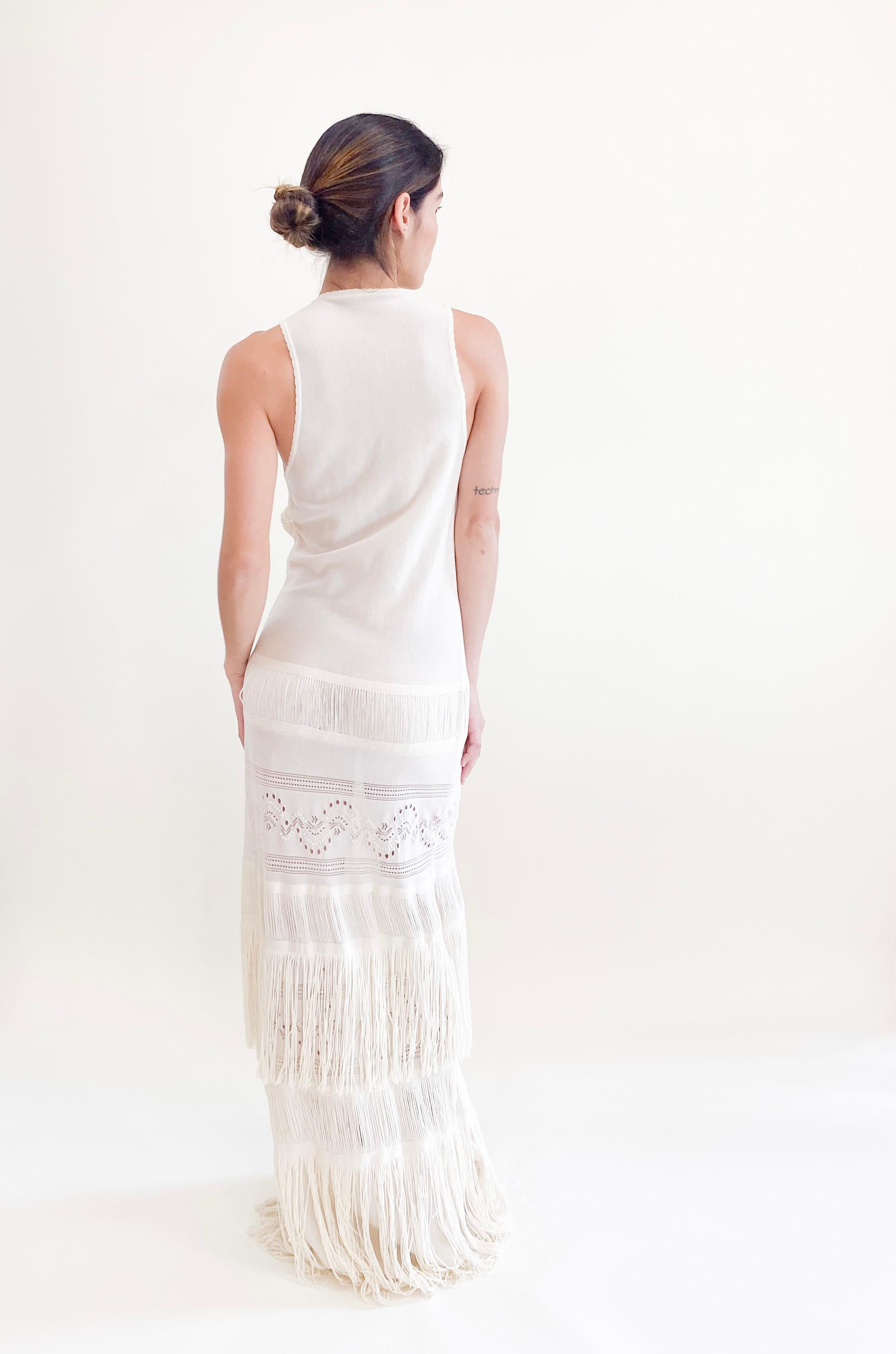 Women's Roberto Cavalli Cream Knit Fringe Dress 2018/19