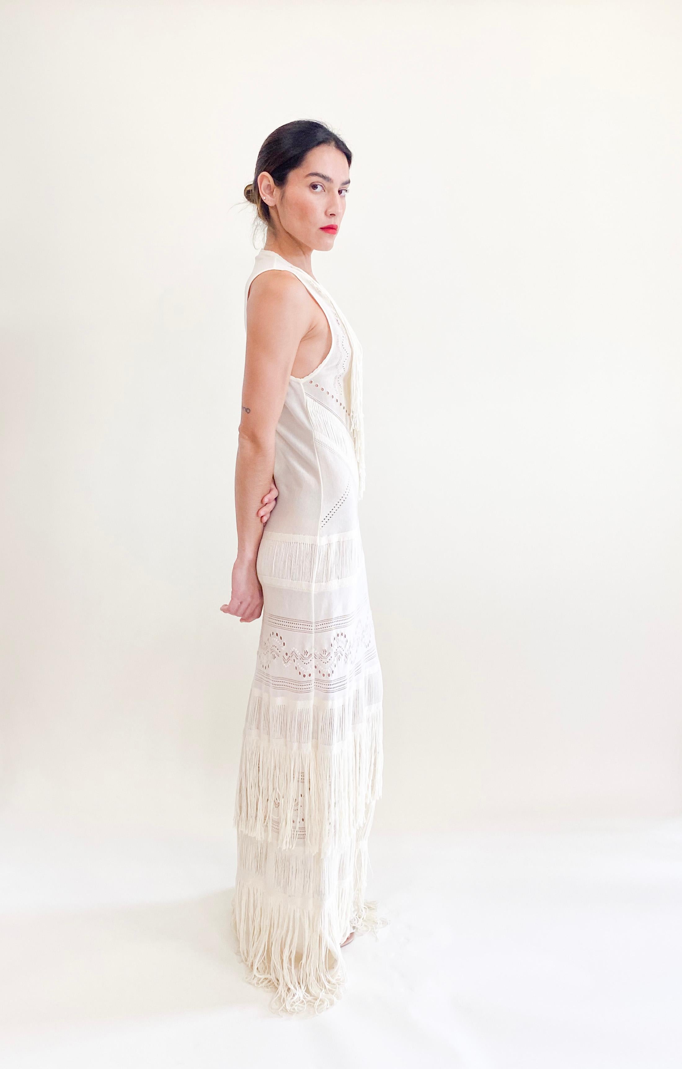 Roberto Cavalli Cream Knit Fringe Dress 2018/19 1