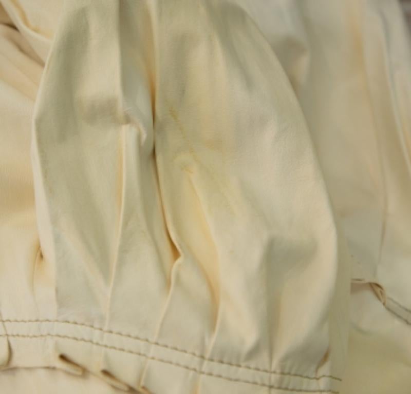 Roberto Cavalli Cream Leather Pleated Detail Zipper Front Jacket S For Sale 4