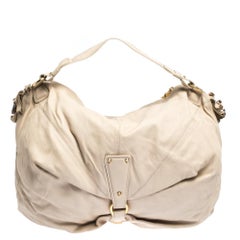 Roberto Cavalli Cream Leather Studded Fringe Hobo