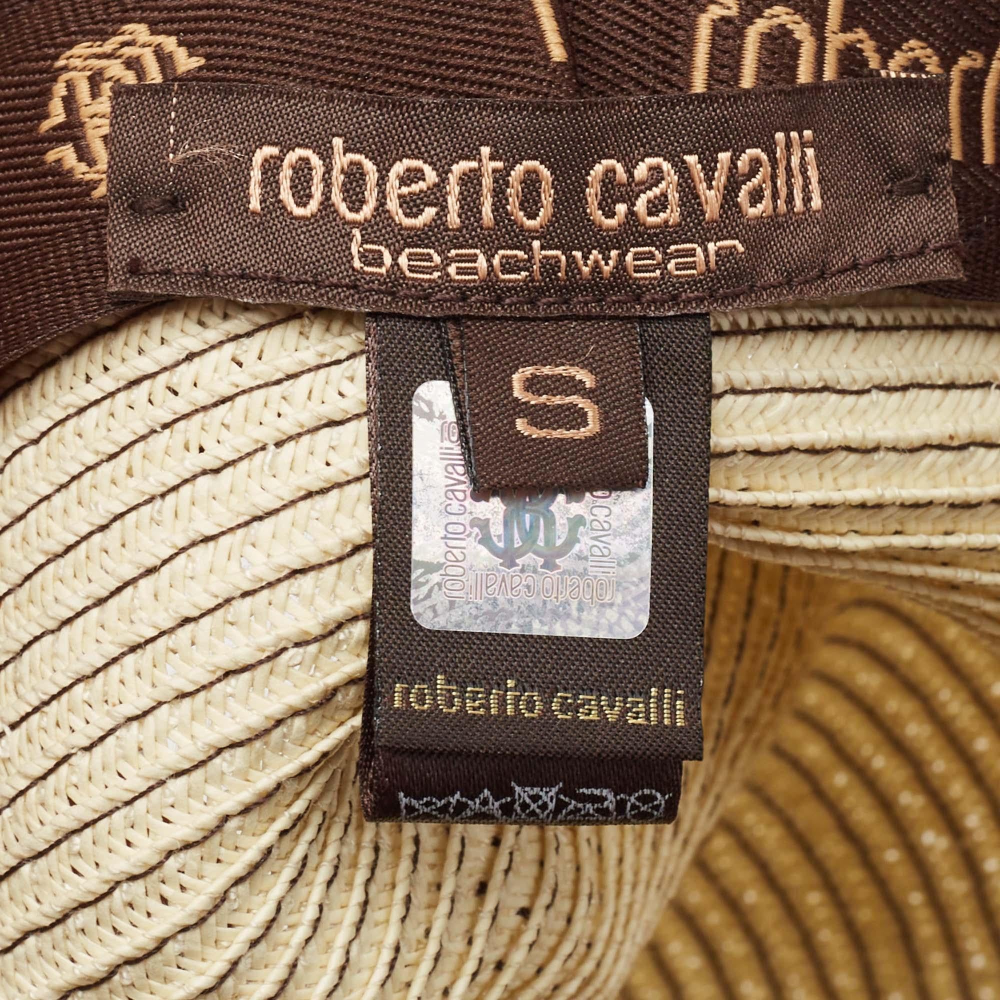 Roberto Cavalli Cream Straw Fedora Hat For Sale 1