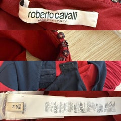 ROBERTO CAVALLI Crimson Grecian Embellished Silk Gown Old Hollywood Maxi Dress