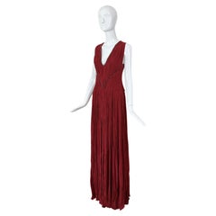 ROBERTO CAVALLI Crimson griechisches verziertes Maxikleid aus Seide im alten Hollywood-Stil