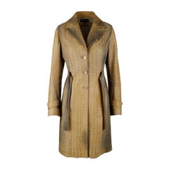 Roberto Cavalli Croc Embossed Leather Trench Coat - '00s