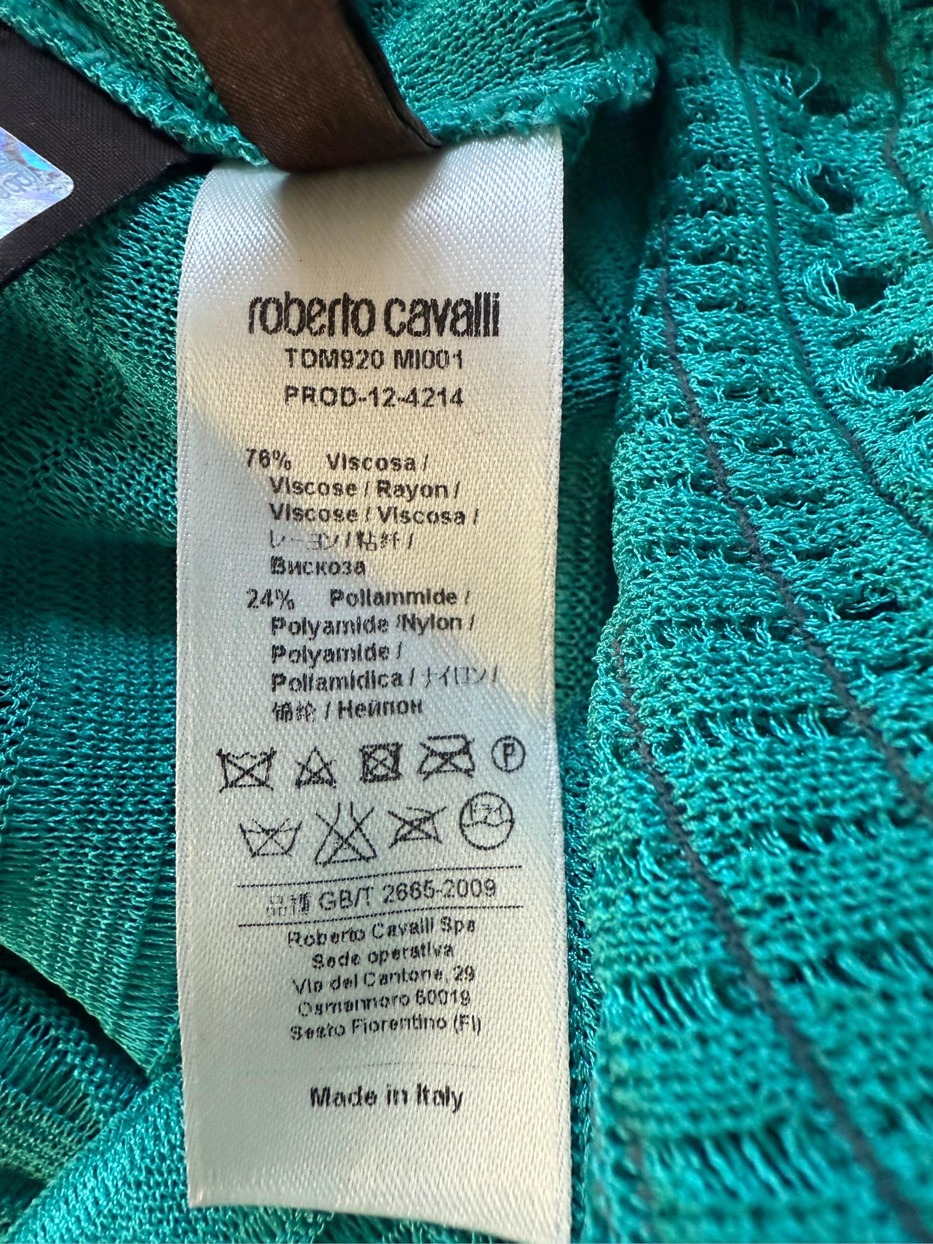 Roberto Cavalli: maxi abito in maglia all'uncinetto in Jewell-Tone Teal in vendita 5
