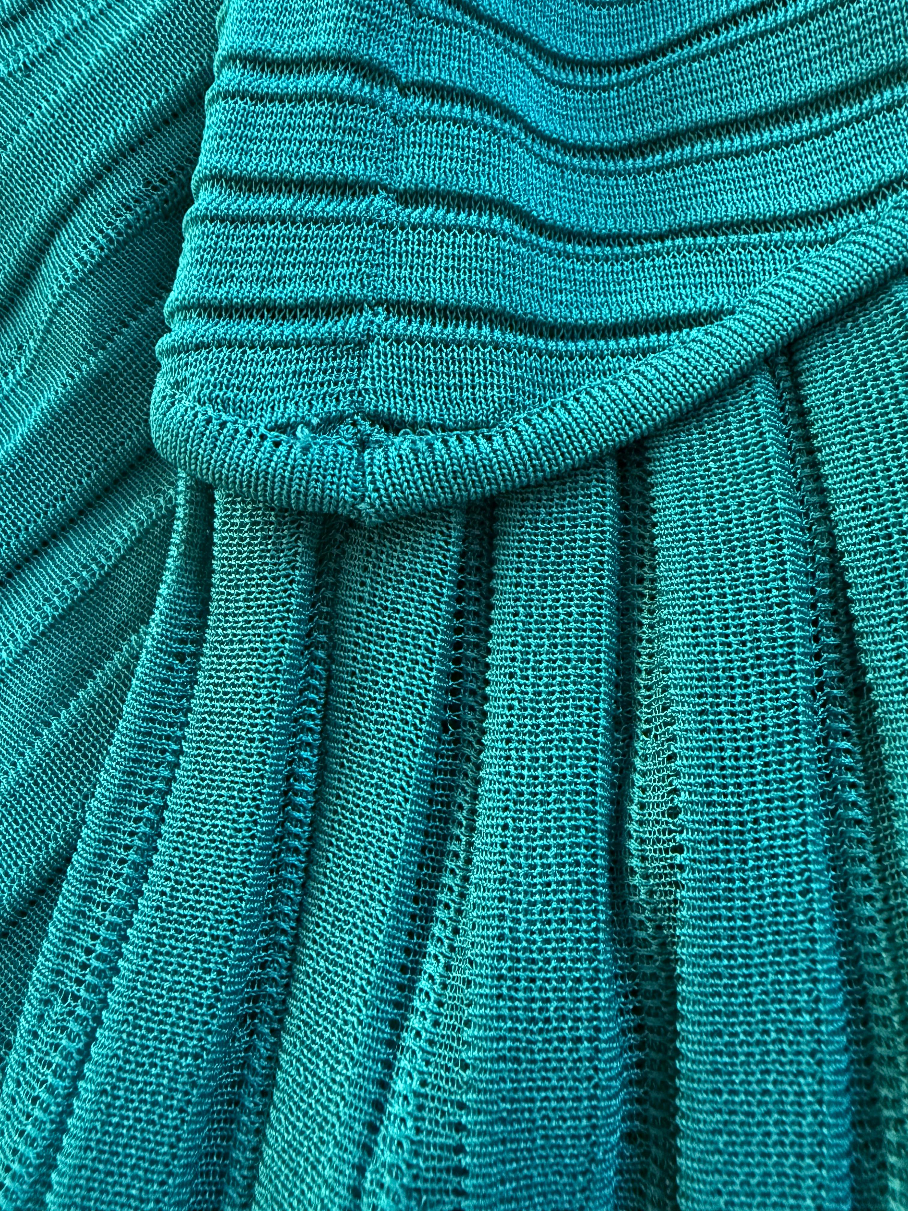Roberto Cavalli: maxi abito in maglia all'uncinetto in Jewell-Tone Teal in vendita 6