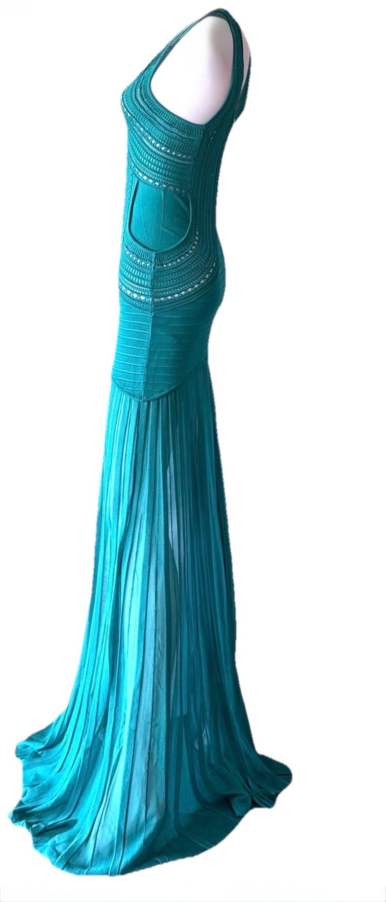 ROBERTO CAVALLI Crochet Knit Maxi Dress in Jewel-Tone Teal For Sale at 1stDibs ROBERTO CAVALLI Crochet Knit Maxi Dress in Jewel-Tone Teal For Sale at 1stDibs